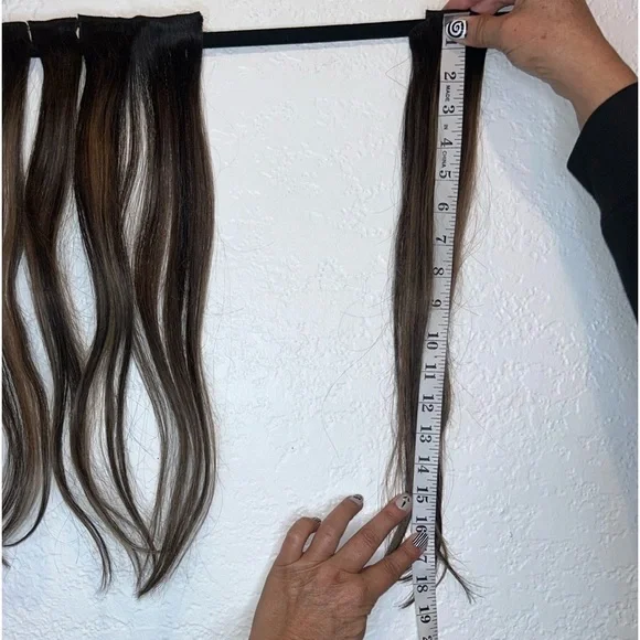 Sunny Hair Clip in Real Human Hair Black Ombre Dark Brown Caramel Blonde - Picture 8 of 11
